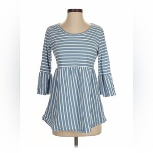 Elegant Blue and White Striped Blouse